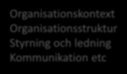 Organisationskontext Organisationsstruktur Styrning och ledning