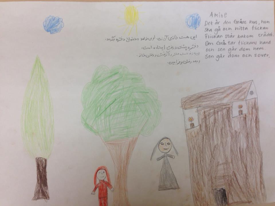 svårt för barnen att komma igång med skapandet. Det blev många teckningar över skogen och huset med båda huvudpersonerna.