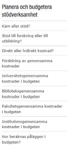 22 Institutionens resultatbudget På kärnverksamheten (v 1 och v 2) framgår: Direkta och indirekta kostnader för utbildning respektive forskning.