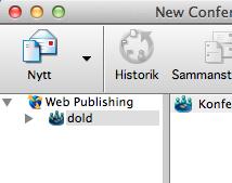 Öppna mappen Web Publishing och i Arkiv-menyn väljer du kommandot för an skapa en ny konferens (obs! det ska vara konferens och ej mapp). I fönstret som då dyker upp väljer du Standard Conference.