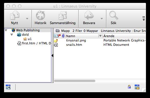 7a. Publicera webbsidor med FirstClass klient För an flyna över de filer som ska publiceras, kan du an&ngen använda FirstClass klient eller FTP.