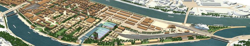 Utveckling av stadsplanering Lyon Confluence projekt 150 ha industri och