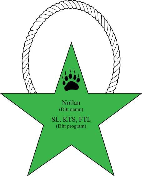 NOLLEBRICKAN Alla FTL-, KTS- och SL-Nollan skall äga och bära en nollebricka. Denna är utformad så att Familjen vet vilken Nollan som är på plats.