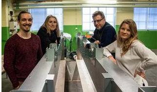 Erik Zäll, Josefin Nilsson, Christer Pekkala och Emelie Nordlander i nya utvecklingsverkstaden.