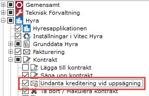 Detta är nu behörighetsstyrt och man måste ge användaren/rollen rättighet att få göra detta. Dessutom finns en ny inställning på avgiftstyper som styr vilka avgiftstyper som får undantas.