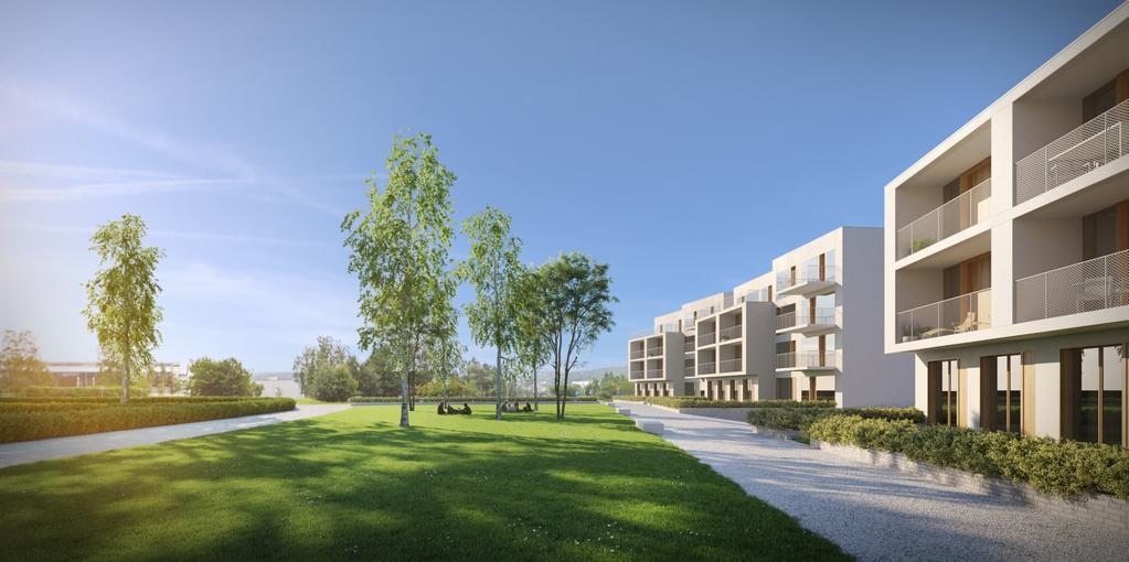 Illustration parkstråket Skulpturparken i planområdets södra delar har en funktion som entré till verksamhetshuset Pedagogen Park och är den offentliga gröna platsen i denna del.