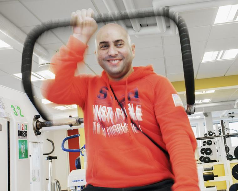 Aktiviteter i gymmet Dalheimers hus gym är öppet för alla och lämpligt för både idrotts- och rehabiliteringsträning.