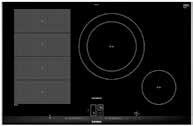 comfortdesign, styrning med fulltouch TFT Display 4 induktionszoner, varav 2 utvidgbara flexinductionzoner flexinduction Plus flexmotion gör det möjligt att fritt flytta kokkärlet fryingsensor Plus