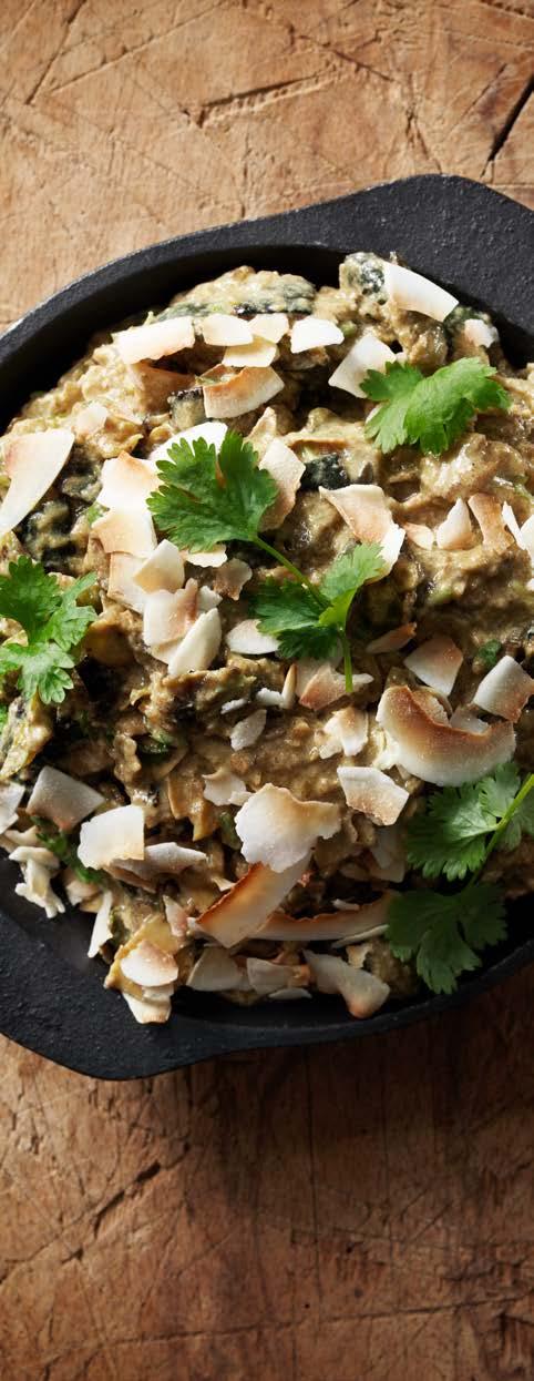 Indisk Auberginekompott Den här rätten är ett härligt tillbehör med mycket smak. Receptet kommer från en indisk kock, som serverade kompotten som tillbehör till såväl kött och fågel som fisk.