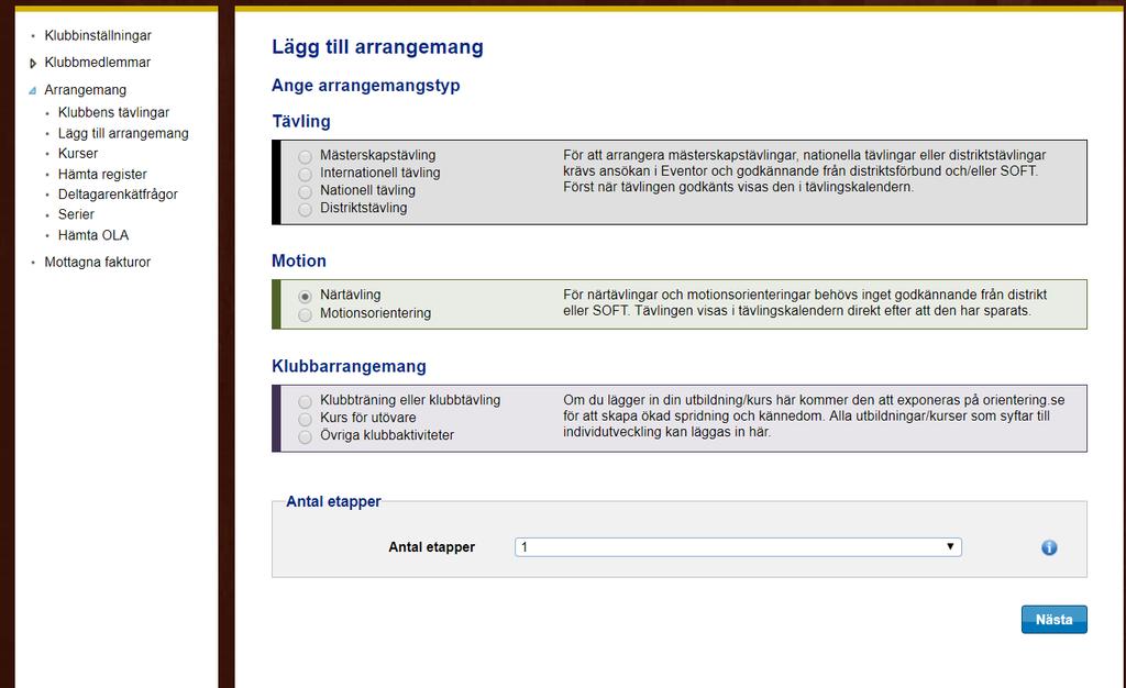 Arrangemangstyp Närtävling el