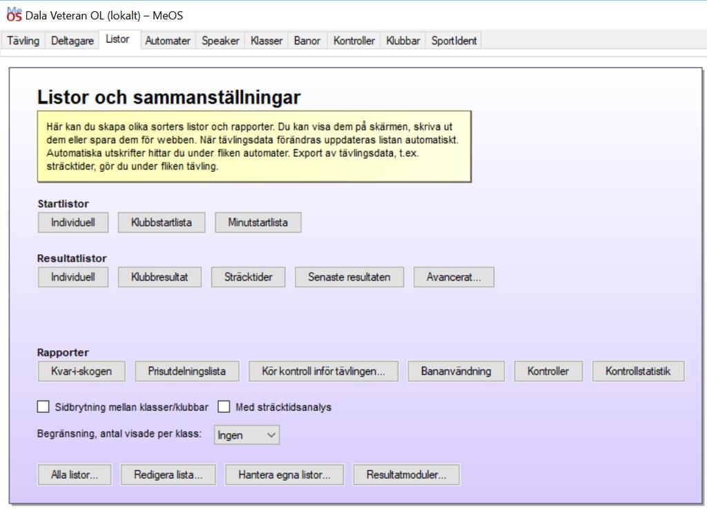 Resultatutskrift Sidbrytning (ja el