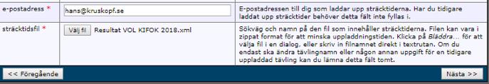 start=tru e Ladda upp sträcktider (5 steg) 1.
