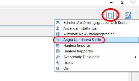Skulle någonting ha gått fel och ni har godkänt Uppdatera Saldo kan man