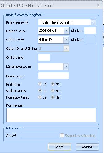 Väljer du detta urval kommer listan visa frånvaro idag och 3 månader bakåt.