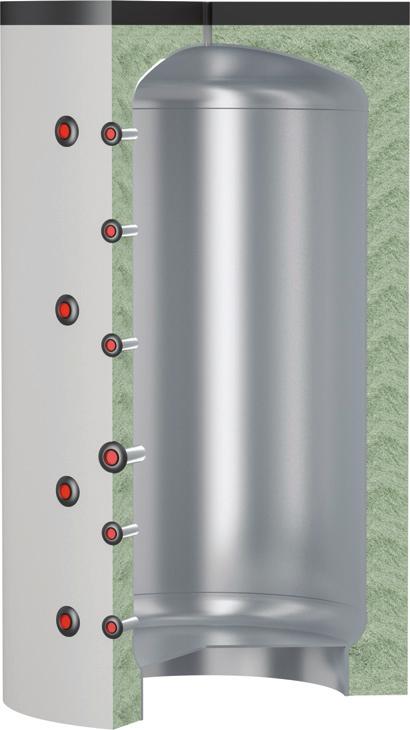en ökar användarens värmekomfort betydligt tack vare jämn tillgång till värmeenergi även när pannan inte är i drift. MATERIAL Stålkonstruktion med exteriörfärg.