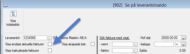 men man kan plocka fram posterna genom att ta bort bocken Visa endast aktuella fakturor. Ingenting försvinner vid den här körningen utan endast en statusändring sker.