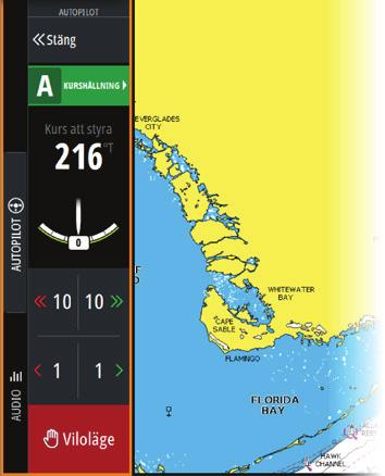 Autopilotkontrollen. S FU NFU Standby Uppföljning Utan uppföljning Autopiloten är passiv. Används när du styr rodret manuellt.