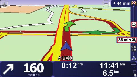 Sidolisten i exemplet visar att det finns två incidenter längre fram. Båda incidenterna är trafikstockningar, den första är 9 km bort och den beräknade förseningen är 38 minuter.