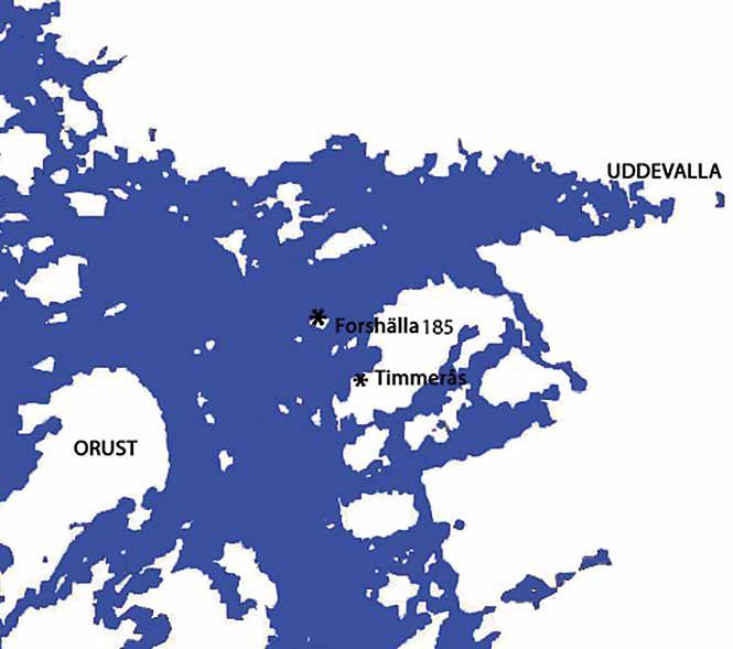 En boplats från äldre stenålder vid Uddevallas inlopp 13 Figur 9. Bilden visar förhållandet mellan land och hav omkring 8000 BP inom ett cirka två mil långt område ( öst-väst ).