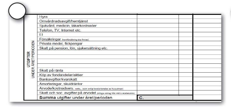 5 5 Utgifter Redovisa de utgifter som den enskilde haft under redovisnings-perioden.