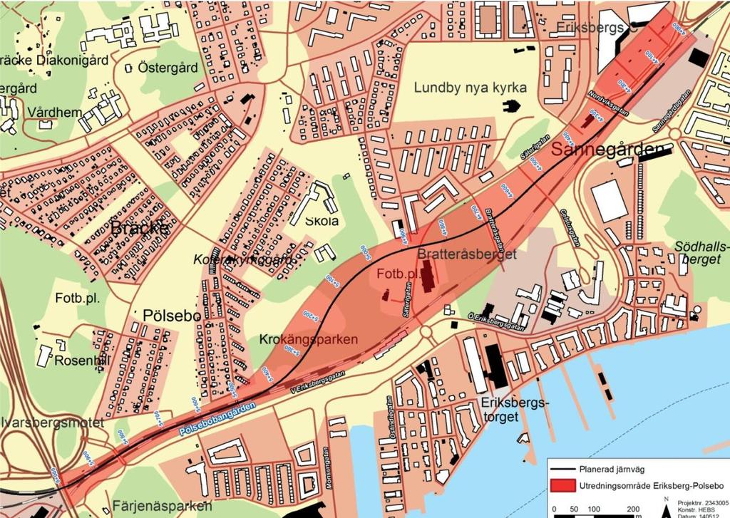 Järnvägsplan Projekt Hamnbanan delas in i tre olika delprojekt/etapper; Kville bangård, Eriksberg- Pölsebo och Pölsebo-Skandiahamnen.