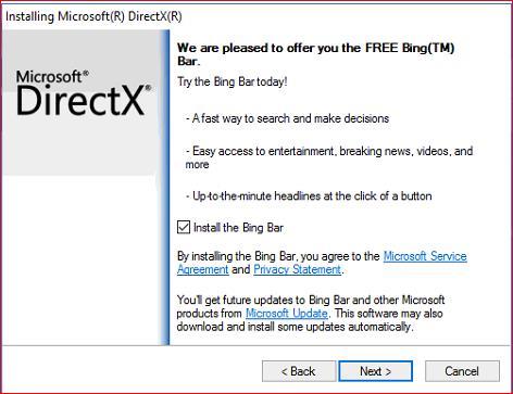 Klicka ur rutan för att installera Bing Bar och klicka sedan på Nästa 6.