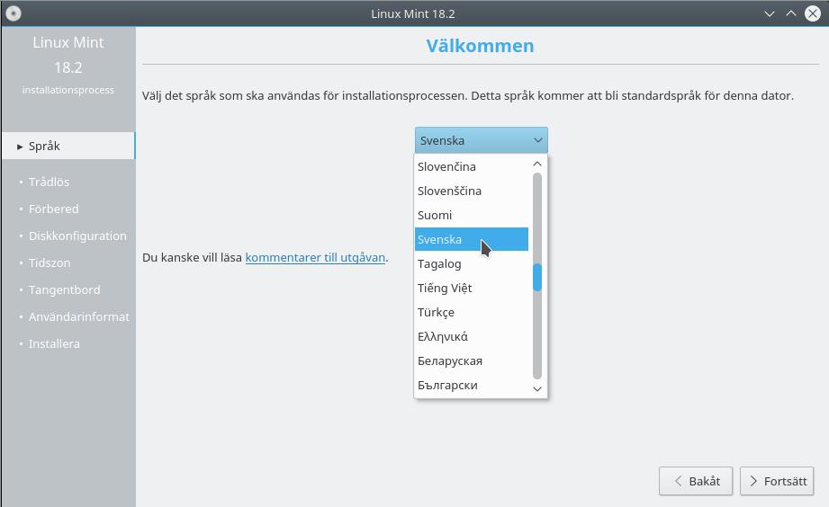 För att installera Mint på hårddisken så behöver datorn vara ansluten till Internet (se sidan 14).