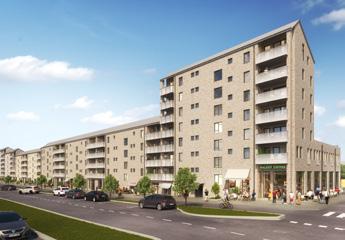 Trafikplats till E20 och Torpa nya handelscentrum ligger 500 meter norr om bostadskvarteret.