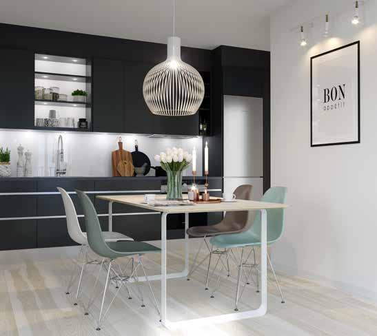 I det norra huset finns Åhus Bryggas hotellsviter färdiginredda med designmöbler från ledande