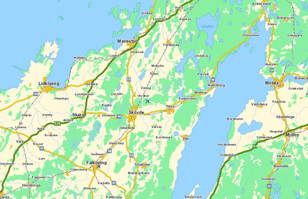 3. UPPTAGNINGSOMRÅDE ÅR 2014, 2020 OCH 2025 3.1. År 2014 Skövdes primärområde bedöms vara Skövde, Tibro och Hjo.