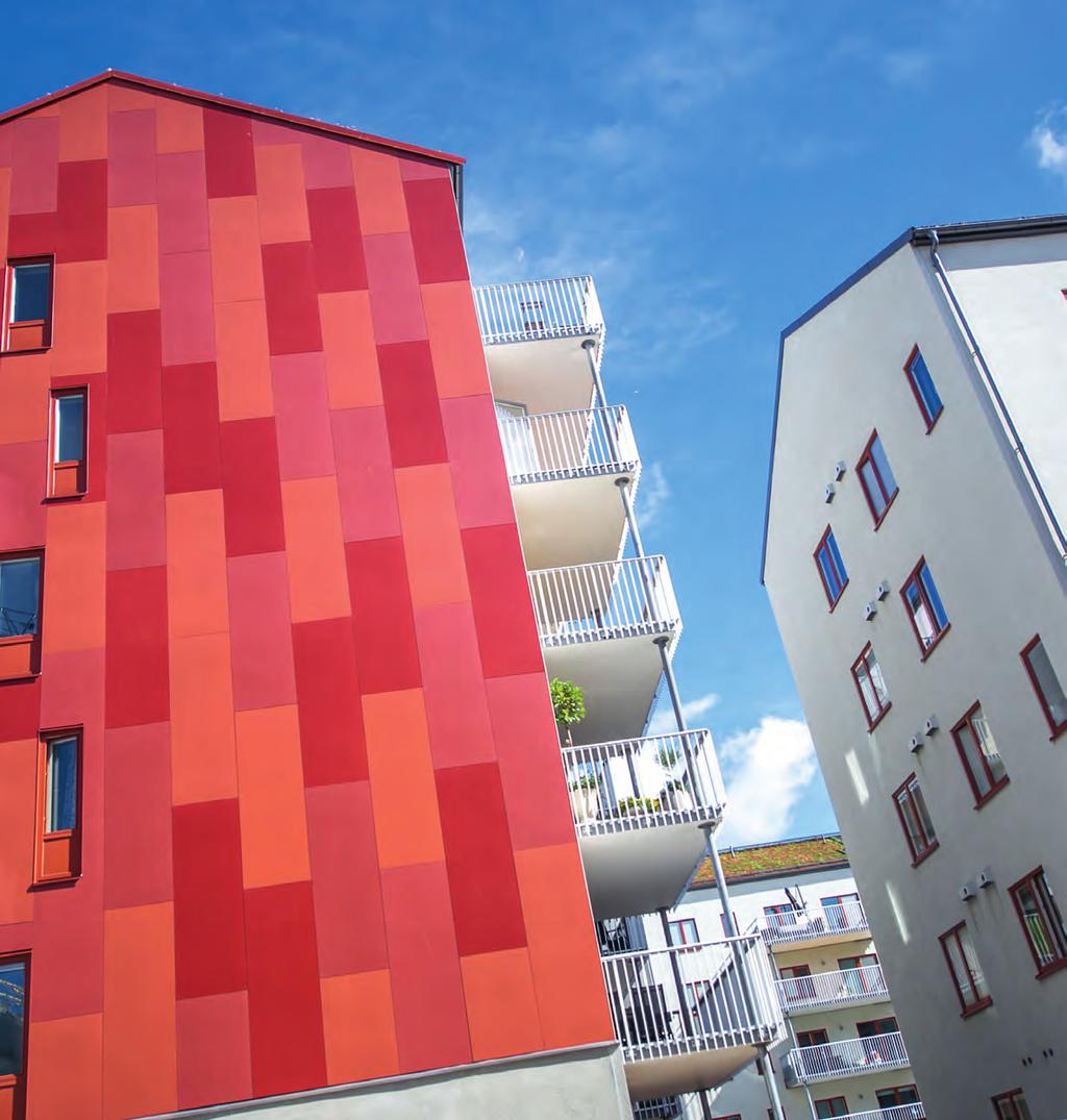 Kvillebäcken Göteborg Derome FOTO: DEROME Som en positiv bieffekt av att träbyggandet sker i fabrik blir boendemiljön kring bygget trevligare, eftersom de kringboende inte behöver störas lika mycket