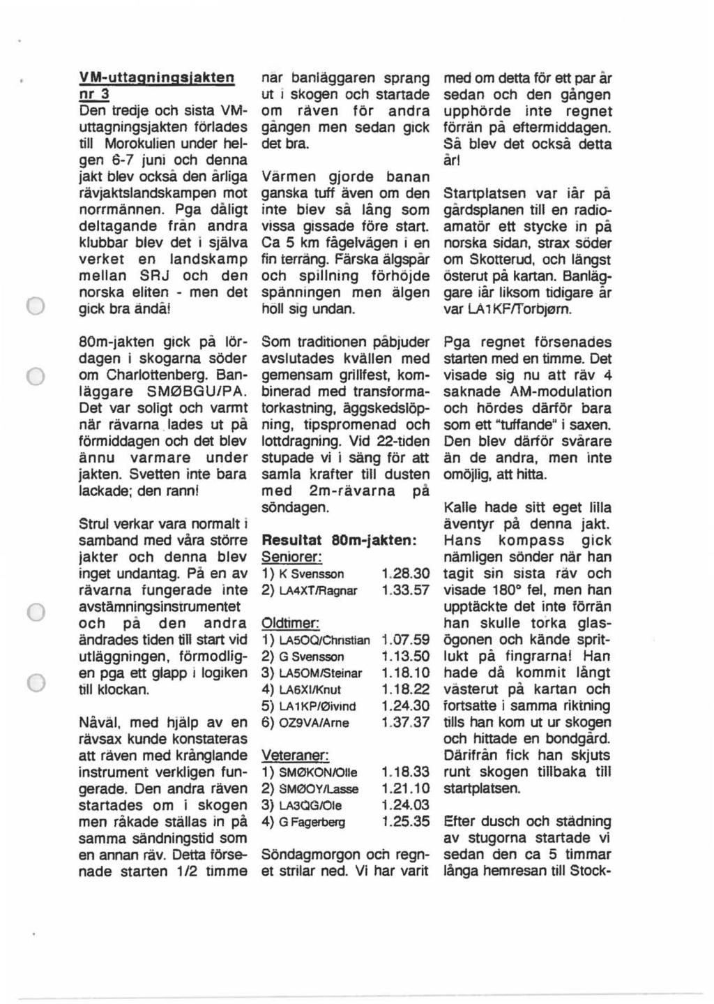 V M~uttagningslakten!!!...2 Den tredje ch sista VMuttagningsjakten förlades till Mrakulien under helgen 6-7 juni ch denna jakt blev ckså den ärliga rävjaktslandskampen mt nrrmännen.