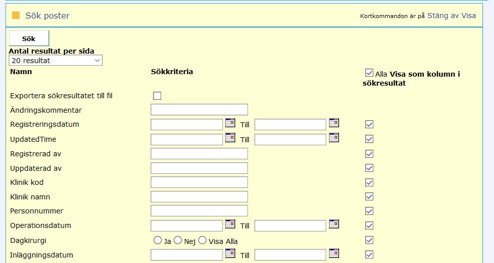 Om fel påträffas öppnas ett varningsfält och man kan återvända till formuläret för komplettering. Notera att FORMULÄRET ÄR AKTIVT I HÖGST 1 TIMME. Om data inte sparats går det förlorat.