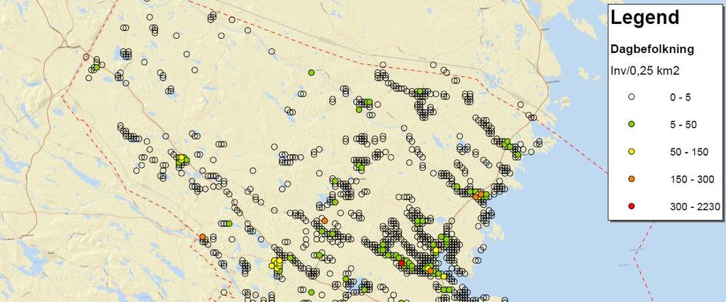 Figur 3 Dagbefolkning i Skellefteå kommun rött = tät, grönt = glest. 3.2 Kollektivtrafiken idag 3.2.1 Kollektivtrafikens organisation.