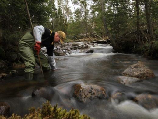 Provtagning av bottenfauna med metod M42. Foto: Miguel Jaramillo. Det förekom även likartade metoder som exempelvis BIN RR 111 där provytan är mindre. Den näst vanligaste metoden var M42.