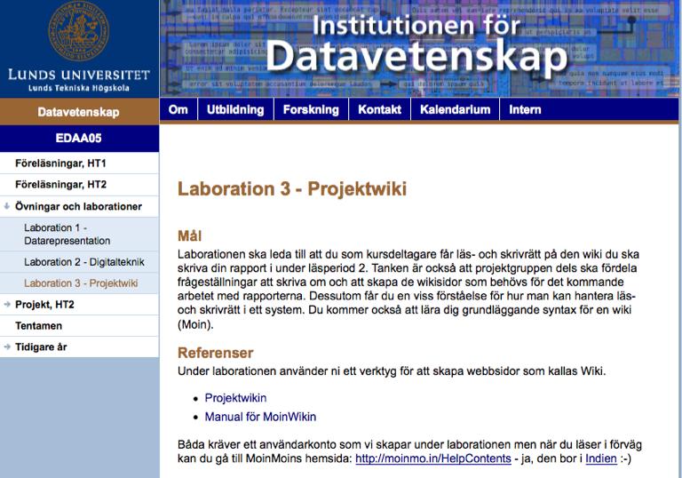 Projektwikin - Intressanta knep Inför Lab 3 Innehållsförteckning <<TableOfContents([maxdepth])>> Fotnot <<FootNote(text)> Numrering av rubriker #pragma section-numbers 2 Infoga bild Bilaga: