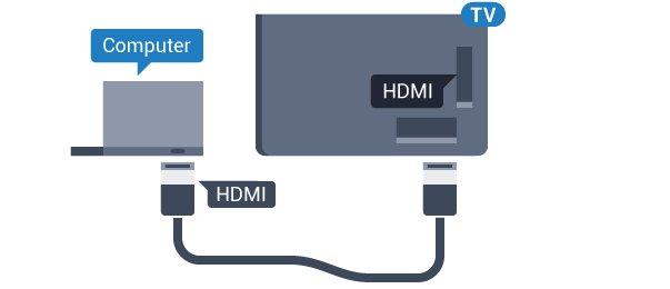 4.16 Dator Anslut Du kan ansluta din dator till TV:n och använda TV:n som en datorskärm. Med HDMI Använd en HDMI-kabel för att ansluta datorn till TV:n.