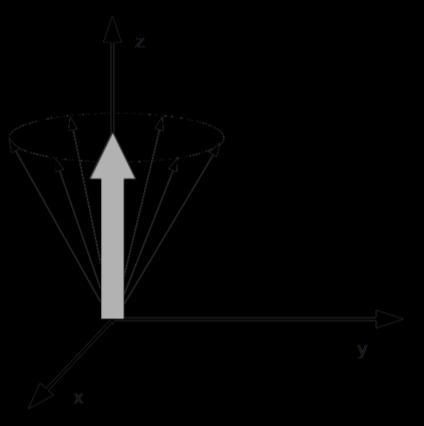 14 riktning. Ett beskrivande exempel på det här är en leksakssnurra i rörelse som både roterar runt sin egen axel (har ett spinn) och i en konformig rörelse p.g.a. jordens gravitationskraft (den precesserar).