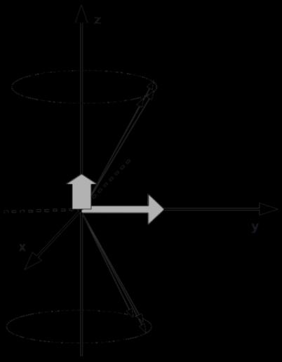 För att bättre förstå vad som händer med protonerna då de utsätts för ett yttre magnetfält används ett koordinationssystem där det yttre magnetfältet har Z-riktningen, vilket betyder att även