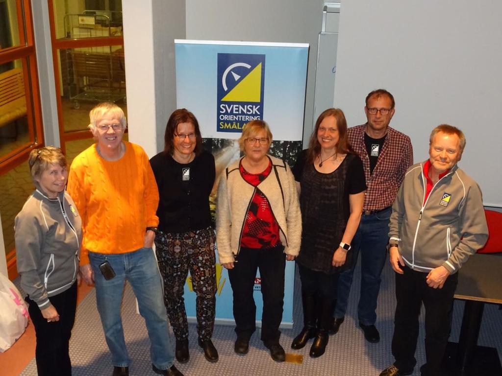 Smålands Orienteringsförbunds styrelse 2016 Fr v: Vivianne Lindstam SOL Tranås Sekr Lars-Åke Sjökvist Värend GN V ordf Agneta Hallberg Hansson Jönköpings OK SmOF ordförande Siv Larsson