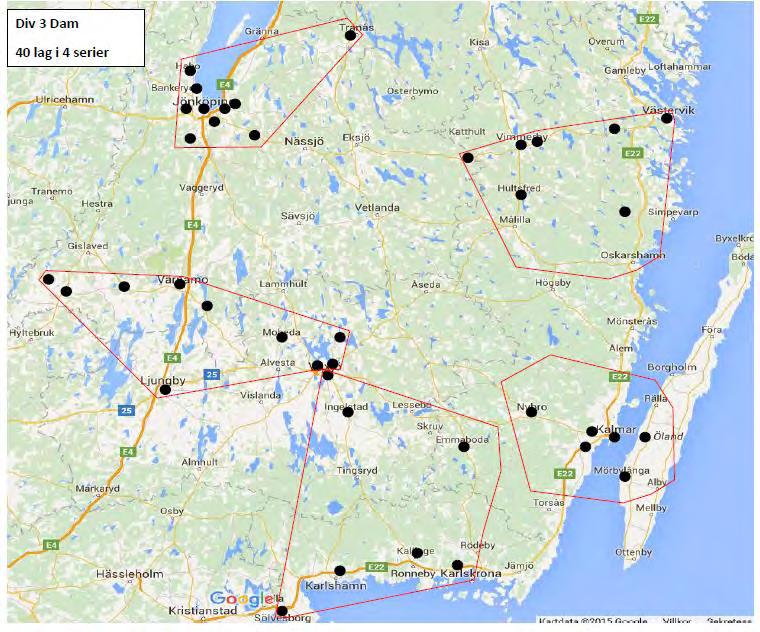 Alternativt förslag med 5 serier Genom att dela upp den Södra och Östra serien i 3 serier i stället; Östra med 7 lag, Mellersta med 6 lag (7 om IFK Kalmar tillkommer) och Södra med 7 lag kortar man