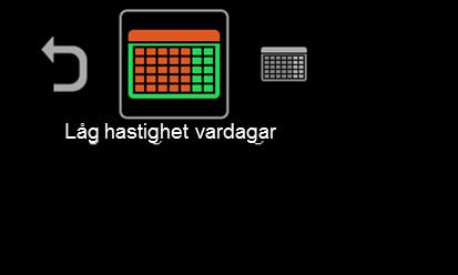 Innebär att fläkthastigheten reduceras till LÅG under inställd tid.