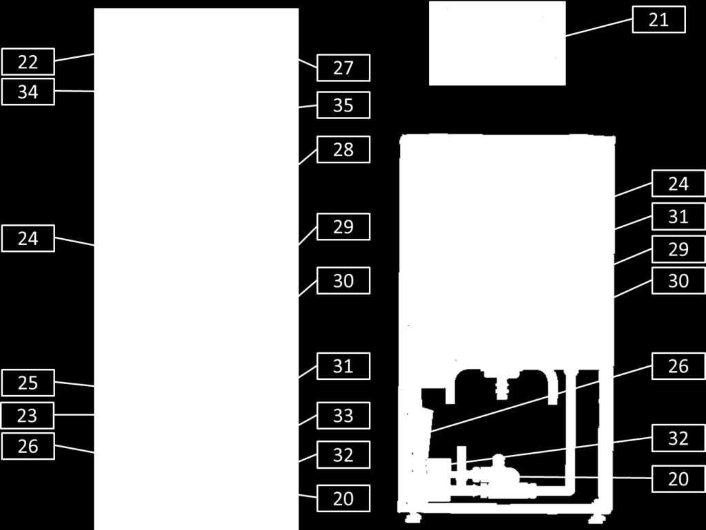 1. 1104 Givare TE7, avluft temp (dold). 2. 1821 Lågtrycksvakt 3. 1280 Torkfilter 4. 1871 Expansionsventil, ventil 5. 1896 Expansionsventil, motor 6. 1820 Högtrycksvakt 7.