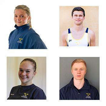 Fay Stensson och Måns Åberg överst i bilden. Ida Gustafsson och Pontus Kallanvaara nederst i bild. Fotomontage med bilder från Gymnastikförbundet, Vera Sport och Hanna Söderberg.
