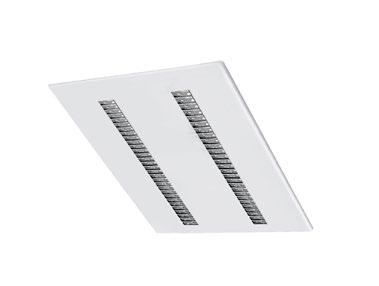 Finns i varianter med två raster 300x600 och tre raster 600x600 och i on/off version eller DALI/switchdim. För infälld montering i undertak. Ansluts med 230V i drivdonet.
