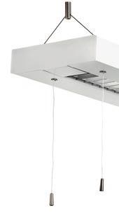 Montering Pendlad i medföljande wire pendel med friktionslås, lämpligen i armaturskena eller innertaksprofil för att underlätta justering i efterhand. Infästning c-c 1200 mm.