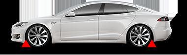 SÄTT KLOSSAR VID ALLA FYRA HJULEN SÄTT KLOSSAR VID ALLA FYRA HJULEN Model S rör sig tyst, så anta aldrig att den