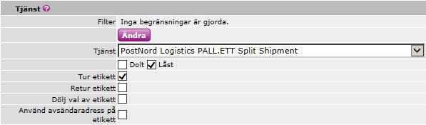 och gå därefter ner till sektionen Vid valet Källa, klicka på och ange källan Split shipment terminaler. Välj därefter förvald mottagare NO1 och lås värdet.