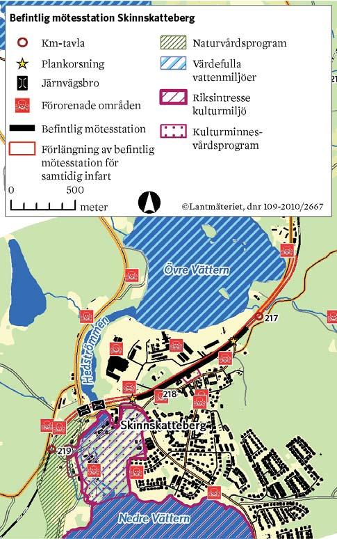 Skinnskatteberg I UA 2 ingår att bygga ut den befintliga stationen, Skinnskatteberg, i Skinnskattebergs kommun, till samtidighet. Se karta 3.20. Mötesstationen ligger i Skinnskattebergs tätort.