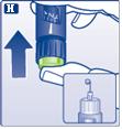 För att undvika injektion av luft och för att säkerställa en korrekt dosering: Vrid dosväljaren för att ställa in 2 enheter.